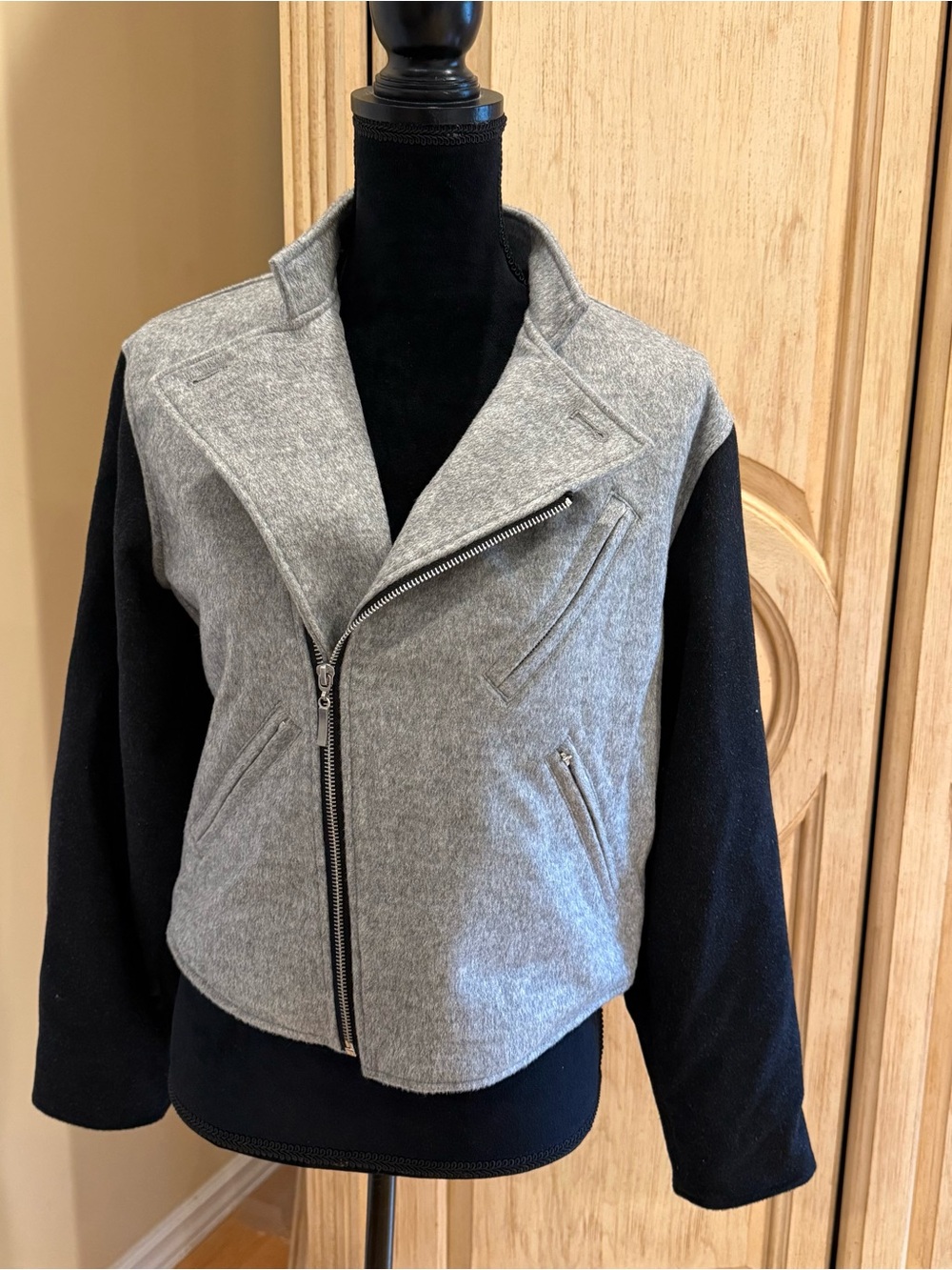 Vintage Piplette by Alice Ritter cropped lambswool moto jacket